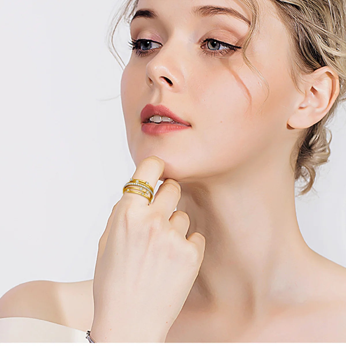 Szjinao Top Quality 7 Small Stone Moissanite Ring 925 Sterling Silver Woman Wedding Party Gold Plated Jewelry 2022 Luxury Brands