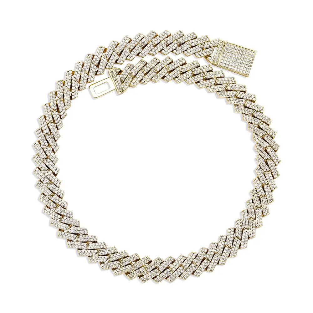 TOPGRILLZ 12mm/14mm Iced Micro Pave Cubic Zirconia Cuban Chain Necklace With Box Clasp Hip Hop Fashion Jewelry Gift Men Women