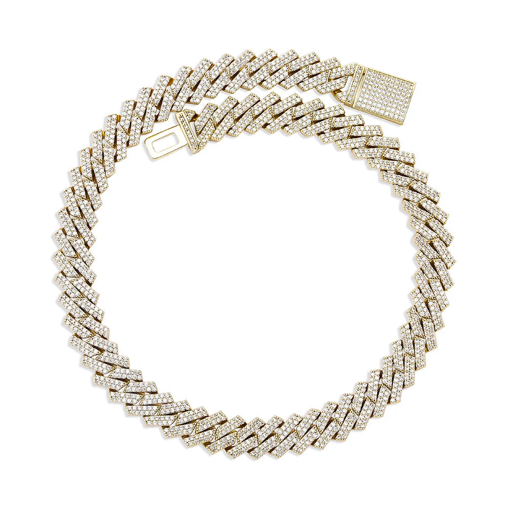 TOPGRILLZ 12mm/14mm Iced Micro Pave Cubic Zirconia Cuban Chain Necklace With Box Clasp Hip Hop Fashion Jewelry Gift Men Women