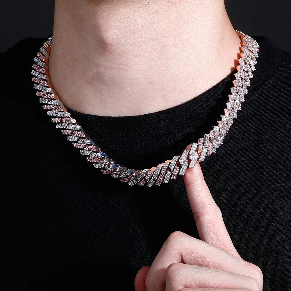 TOPGRILLZ 12mm/14mm Iced Micro Pave Cubic Zirconia Cuban Chain Necklace With Box Clasp Hip Hop Fashion Jewelry Gift Men Women