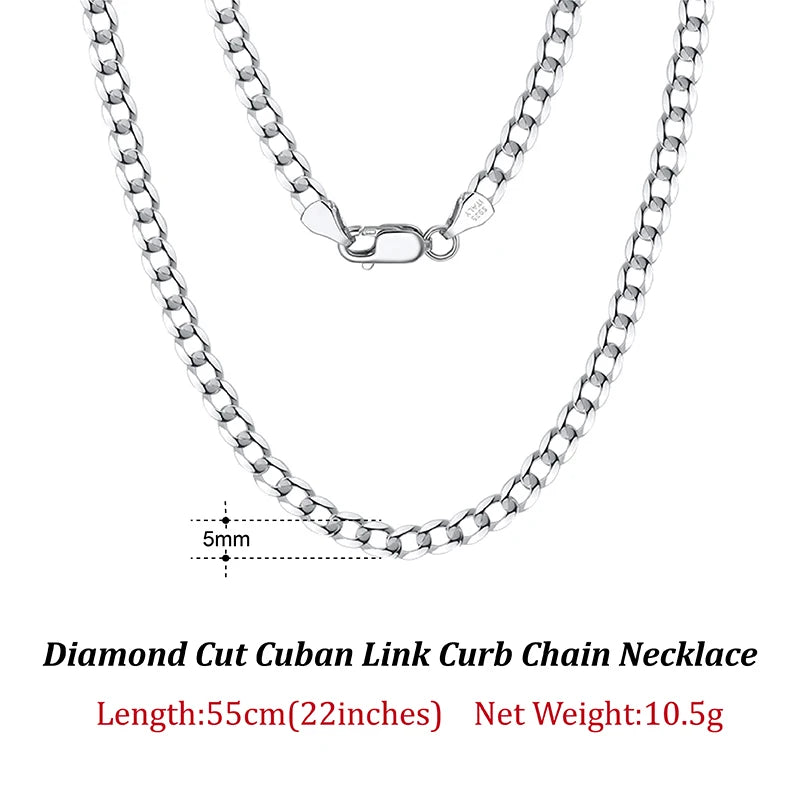 ORSA JEWELS 925 Sterling Silver Italian 3mm/5mm Cuban Chain Necklace for Women Men Handmade Fashion Silver Necklace Jewelry SC60