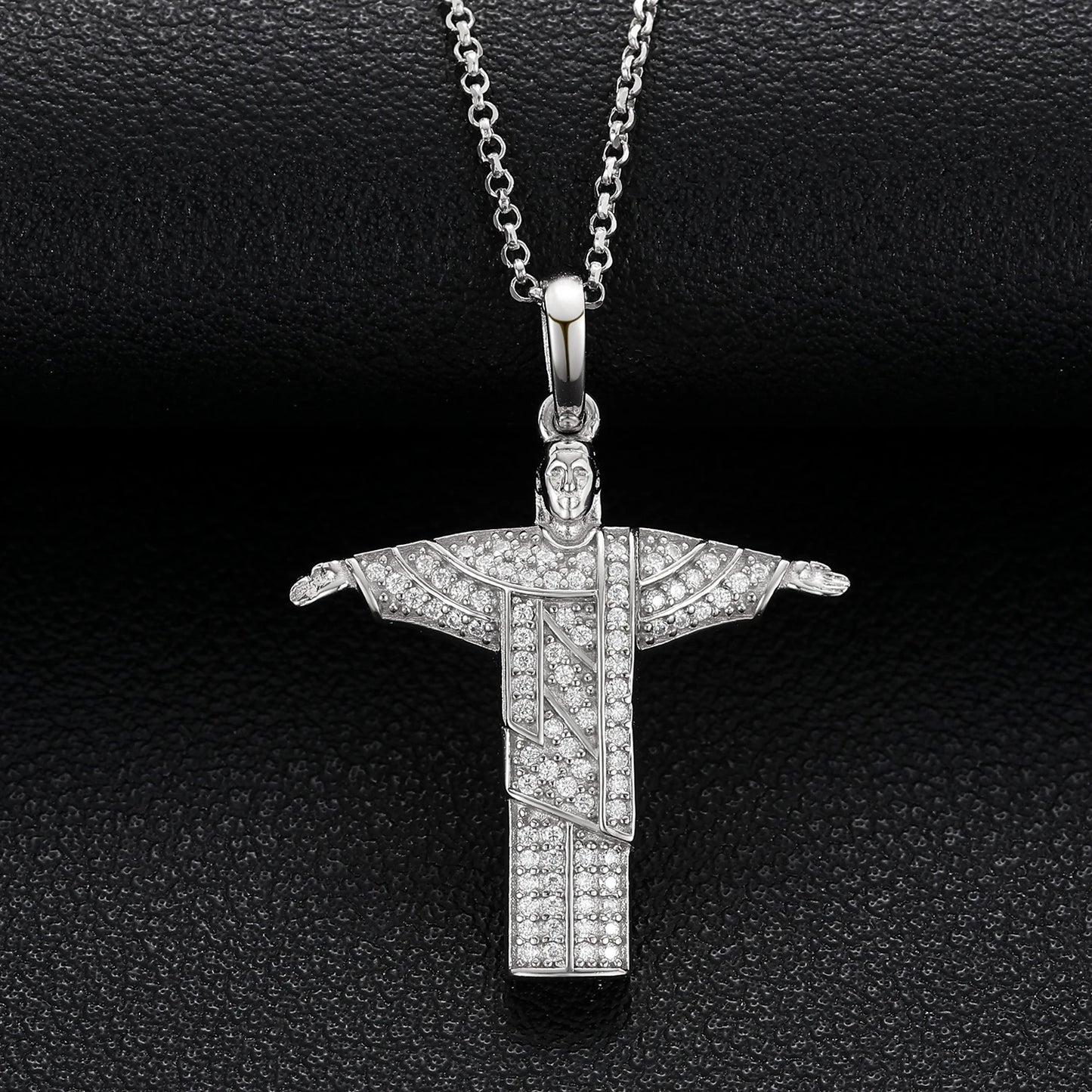 925 Sterling Silver Religious Pendant Moissanite Pendant Necklace For Women Men Christmas Gift Party Fine Jewelry Dropshipping