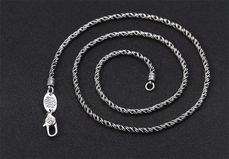 BOCAI S925 Sterling Silver Necklace for Men Women New Vajra Pestle Six Syllable Mantra Weaven-Chain Pure Argentum Jewelry