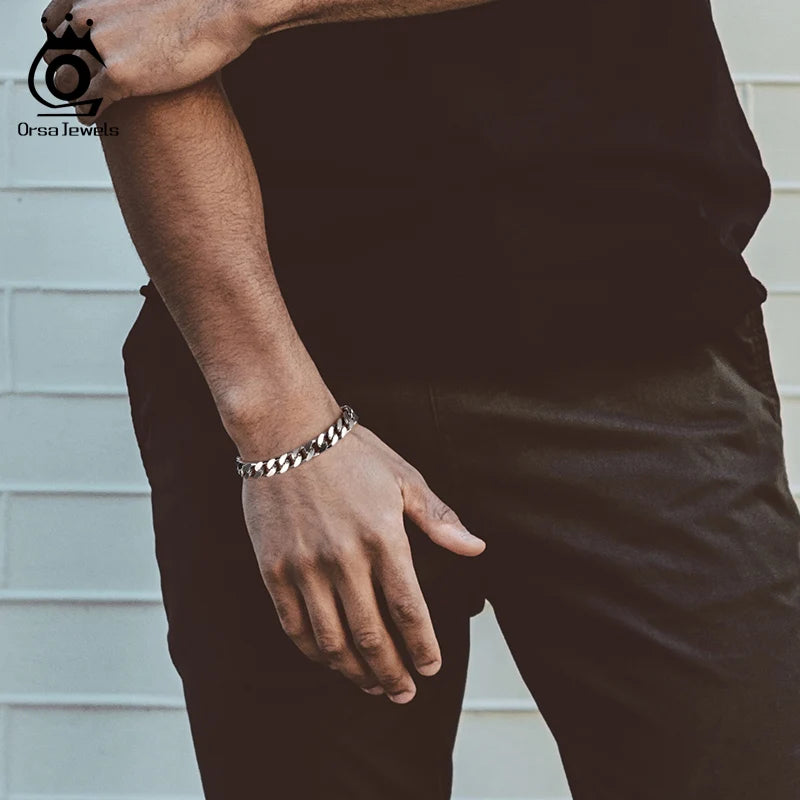 ORSA JEWELS 925 Sterling Silver Solid Diamond-Cut Cuban Chain 3.6/5/7mm Link Curb Chain Necklace for Men Women Jewelry SC36