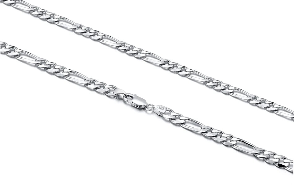 ORSA JEWELS Italian Handmade 5mm Diamond-Cut Figaro Chain Necklace for Men Woman 925 Sterling Silver Neck Chains Jewelry SC34