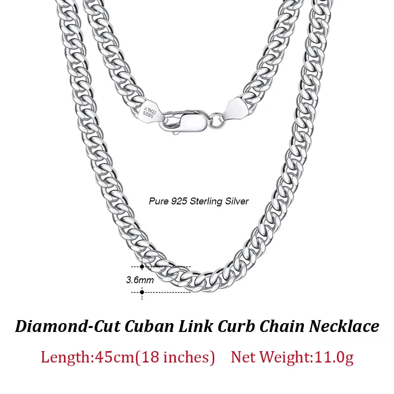 ORSA JEWELS Silver 925 Diamond-Cut Cuban Bracelet for Women Men 3.6/5/7mm Link Curb Chain Punk Cuban Bracelet Jewelry SB104