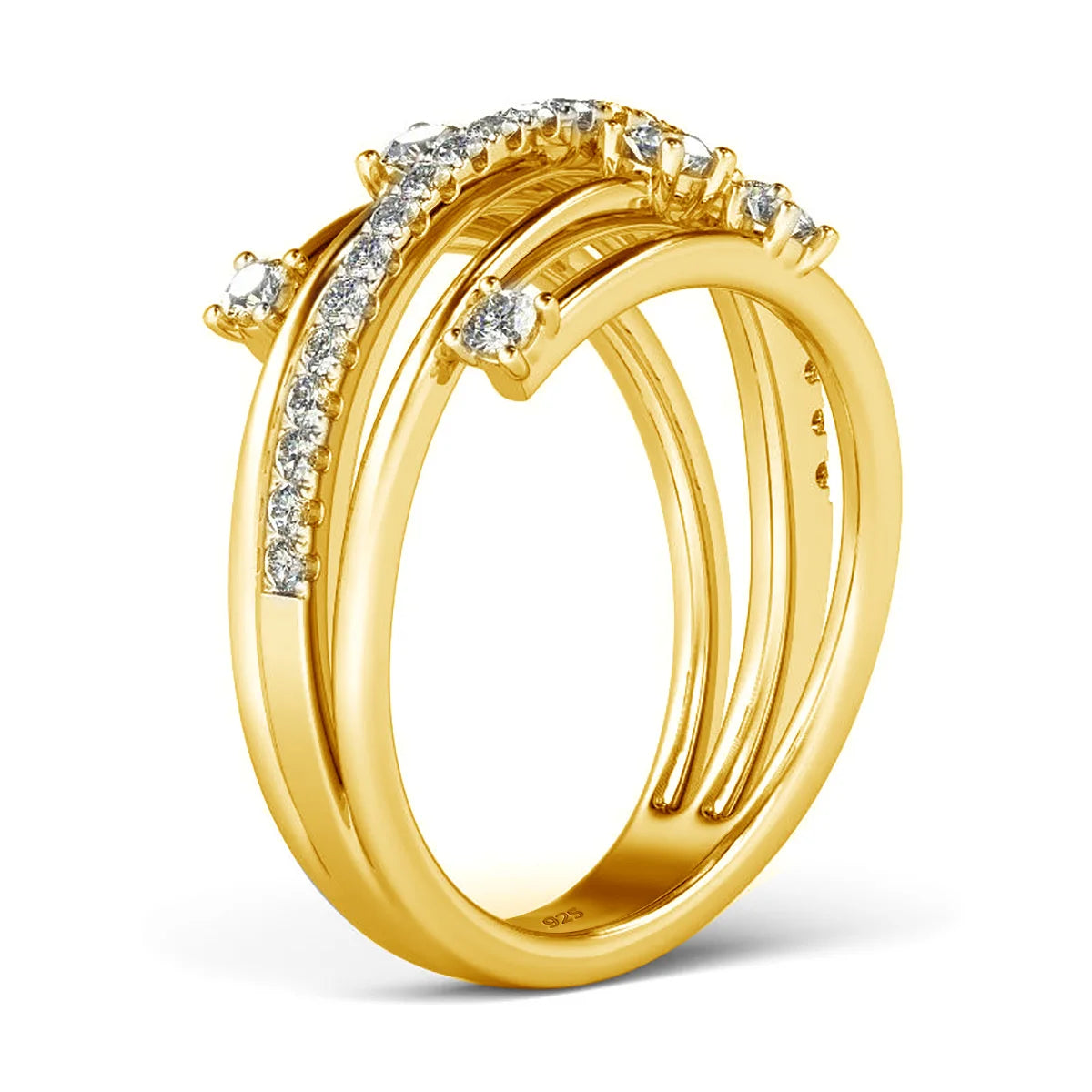 Szjinao Top Quality 7 Small Stone Moissanite Ring 925 Sterling Silver Woman Wedding Party Gold Plated Jewelry 2022 Luxury Brands