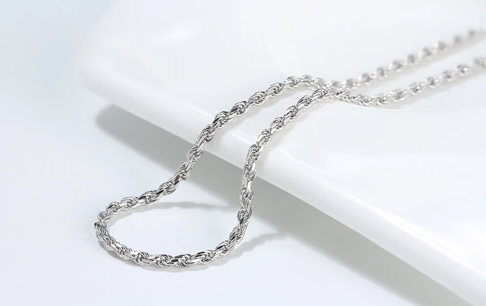 ORSA JEWELS Solid 925 Sterling Silver 2.3/3.3mm Diamond-Cut Rope Chain Necklace for Women Men fashion Neck Chain Jewelry SC29