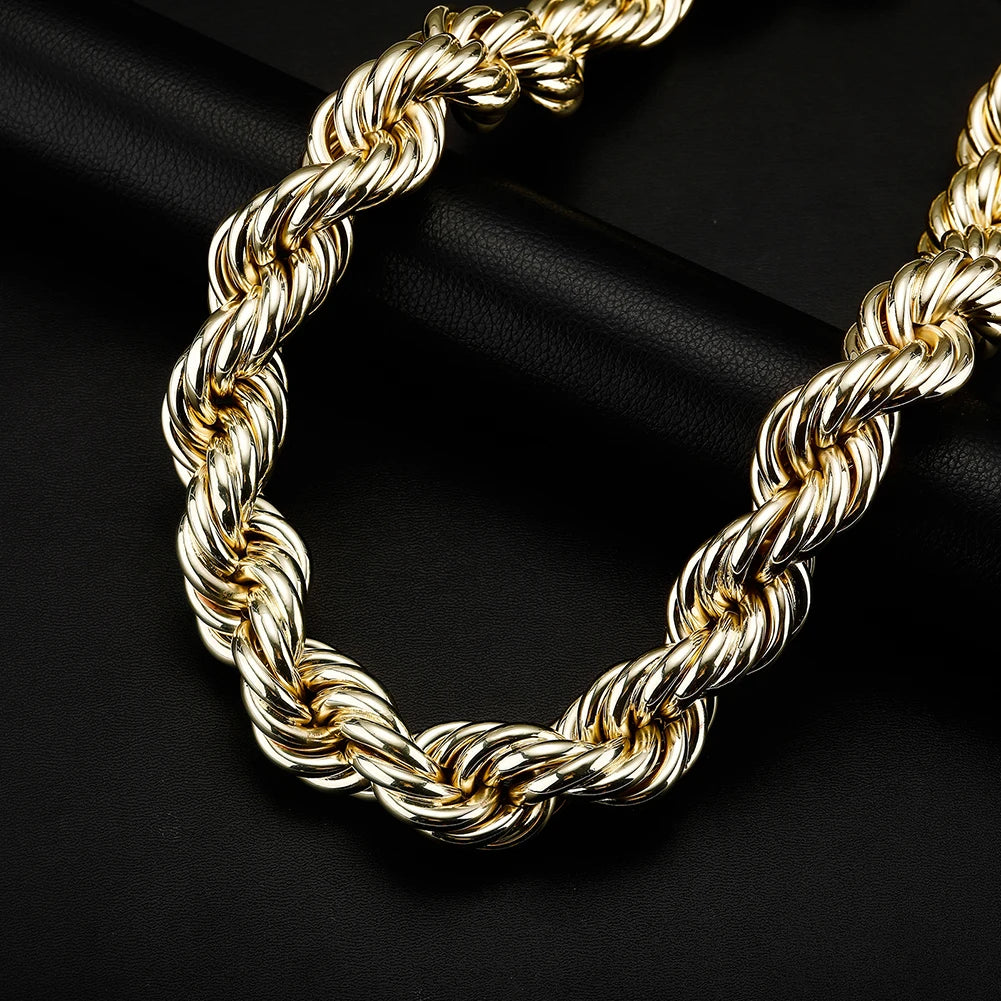 TOPGRILLZ 2021 New 30MM Rope Chain Stainless Steel Mens Luxury Necklace Hip Hop Heavy Metal Punk jewelry 30" For Party Gift