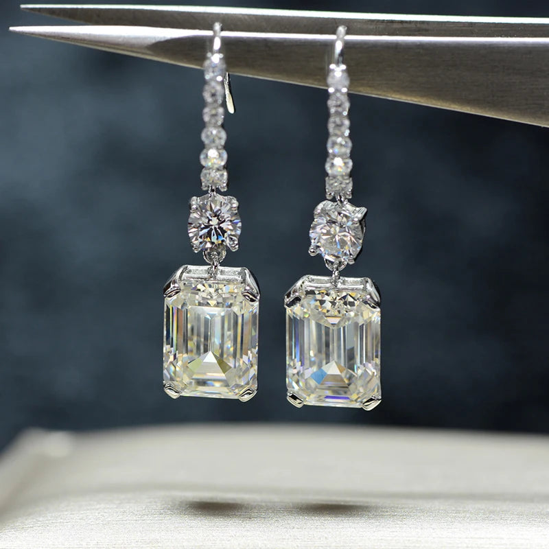 OEVAS Luxury 925 Sterling Silver High Carbon Diamond Gemstone White Gold Drop Dangle Hook Earrings Fine Jewelry Gift Wholesale