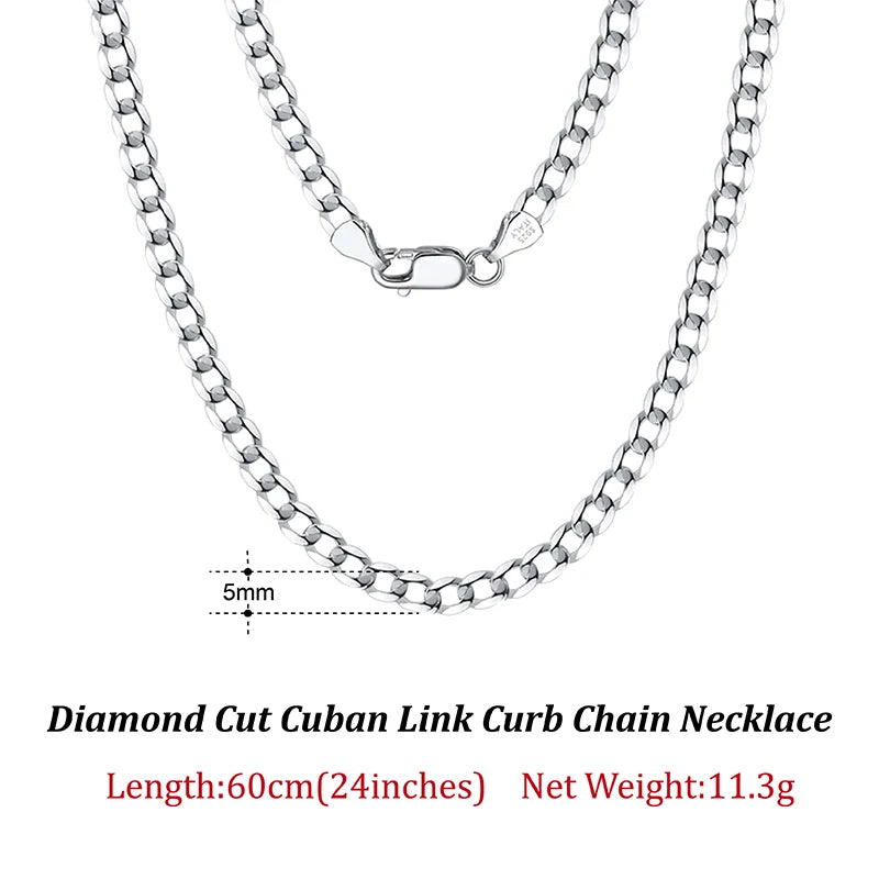 ORSA JEWELS 925 Sterling Silver Italian 3mm/5mm Cuban Chain Necklace for Women Men Handmade Fashion Silver Necklace Jewelry SC60
