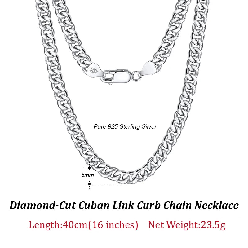 ORSA JEWELS Silver 925 Diamond-Cut Cuban Bracelet for Women Men 3.6/5/7mm Link Curb Chain Punk Cuban Bracelet Jewelry SB104