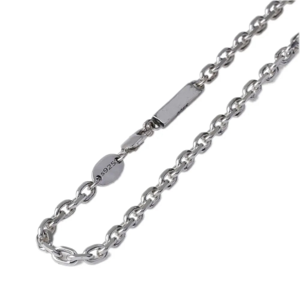BOCAI New S925 Sterling Silver Fashion Jewelry 4mm Rectangular Chain Real Solid Silver Necklace for Men and Women