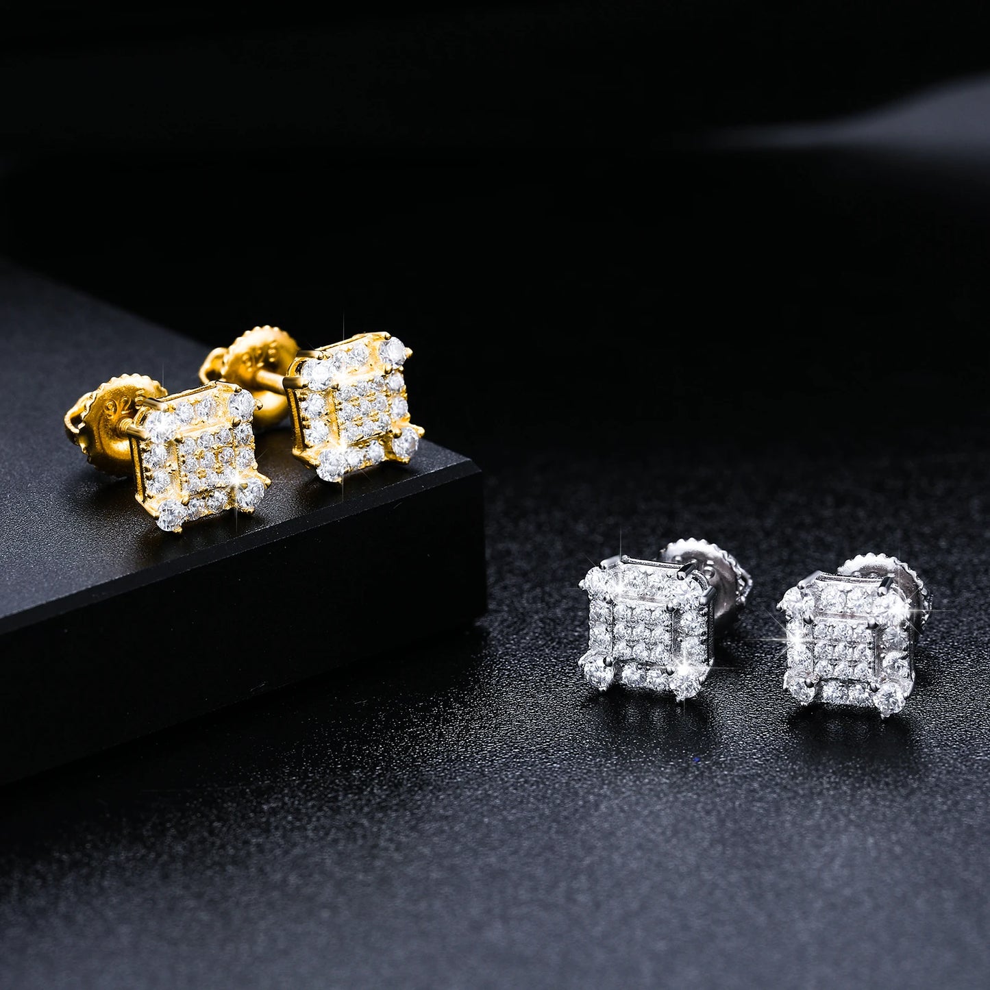 2023 Fashion Trendy Moissanite Square Stud Earring For Women 925 Sterling Silver Wedding Cute Earing Party Wholesale Jewelry
