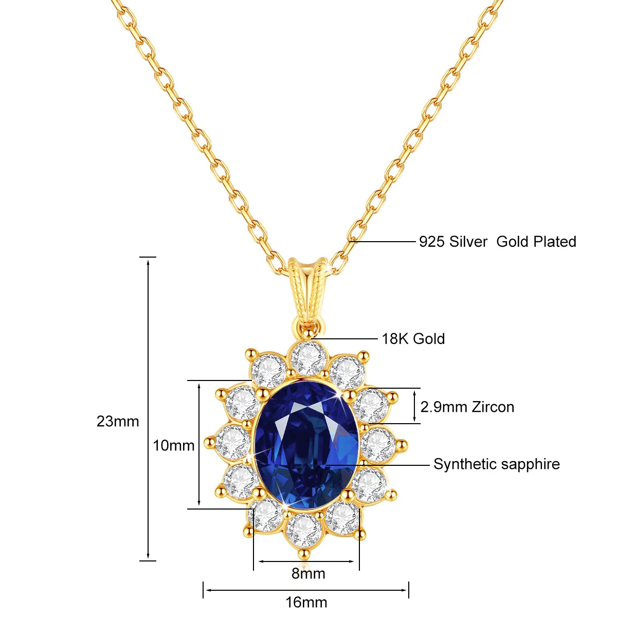 Princess Diana Same Pendant 18K Gold Necklaces Anniversary Valentine's Day Gift High Jewelry for Women