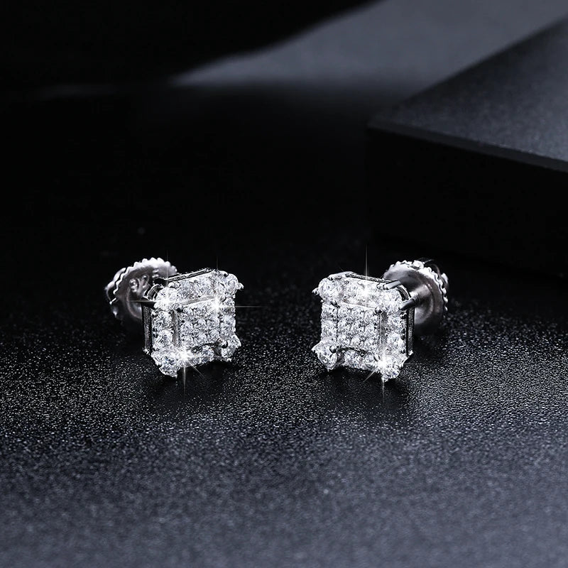 2023 Fashion Trendy Moissanite Square Stud Earring For Women 925 Sterling Silver Wedding Cute Earing Party Wholesale Jewelry