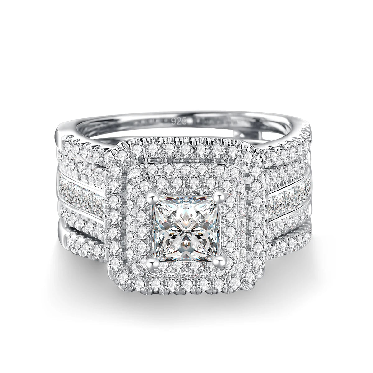 2PCS Moissanite Rings Set Certificate For Wedding 100% Silver 925 Luxury Brand Designer Engagement Jewelry For Women Wholesale