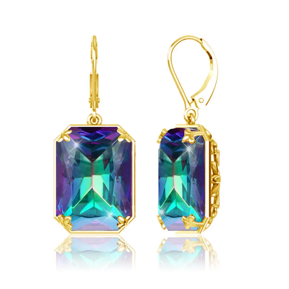 Real Silver 925 Earring For Women Trend Aquamarine Earrings Gold Plated Anniversary Party Banquet Luxury Fine Jewelry Accessorie