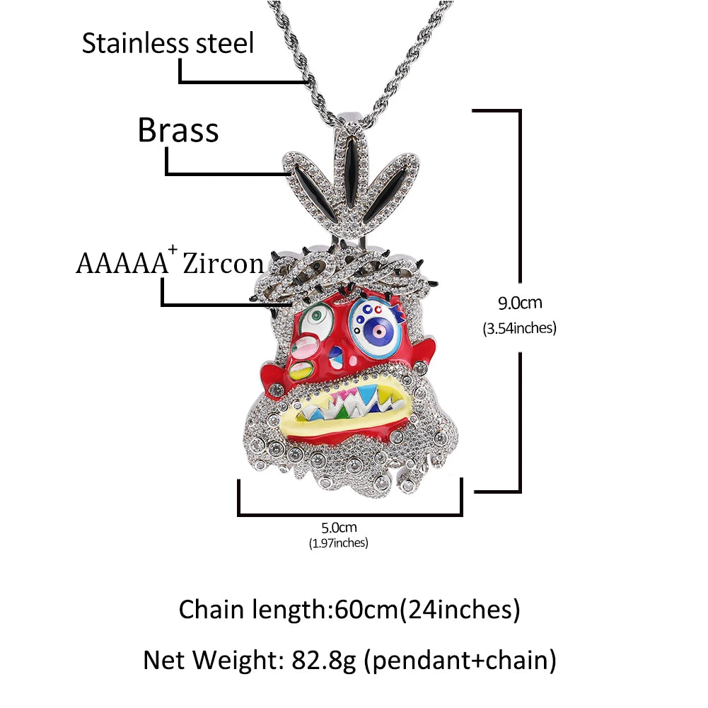 Uwin Melted Utopia Dream Pendant Colorful Enamel Dripping Oil Cartoon Necklaces For Man Hip Hop Jewelry