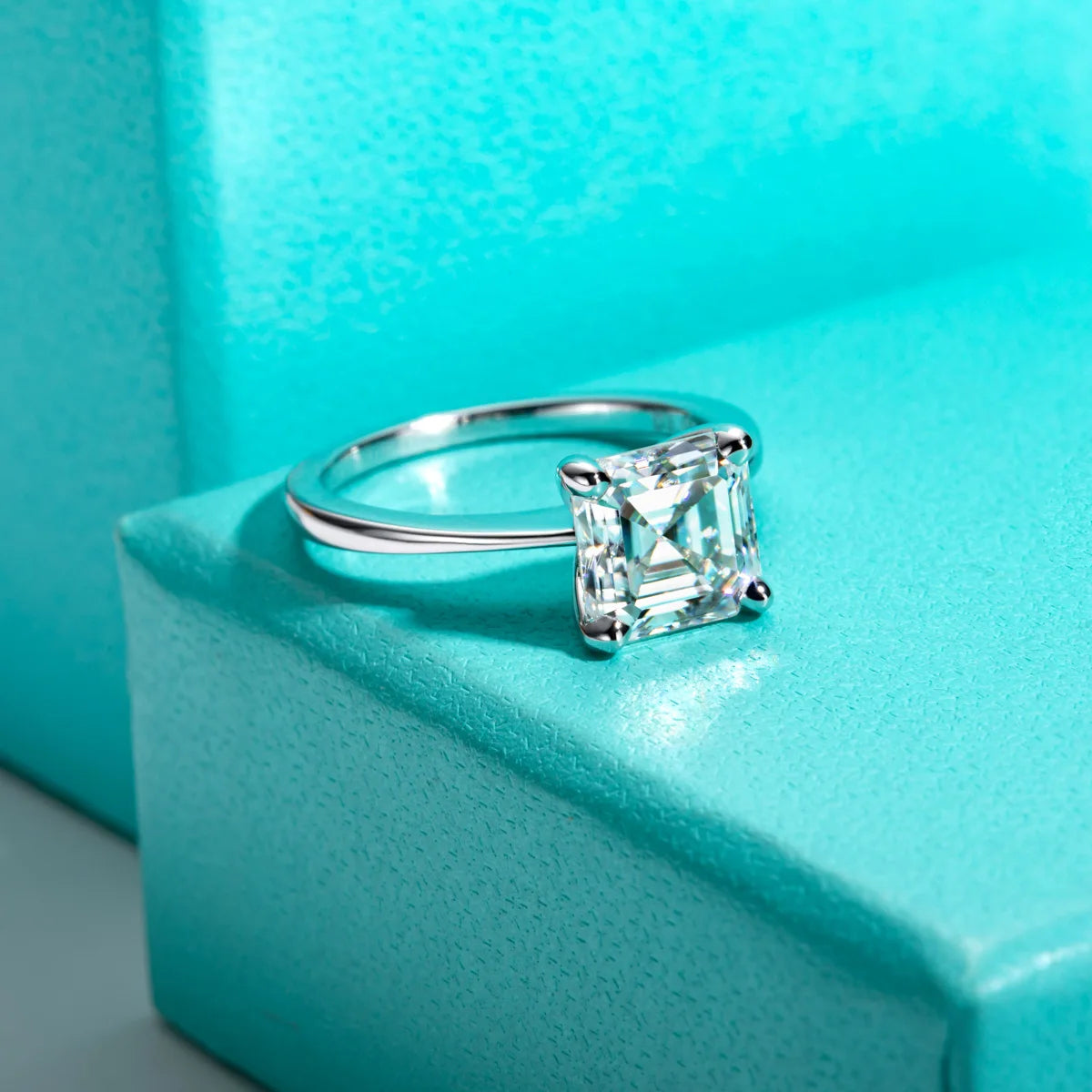 AnuJewel 3ct D Color Asscher Cut Moissanite Engagement Wedding Ring S925 Sterling Silver Rings For Women Jewelry Wholesale