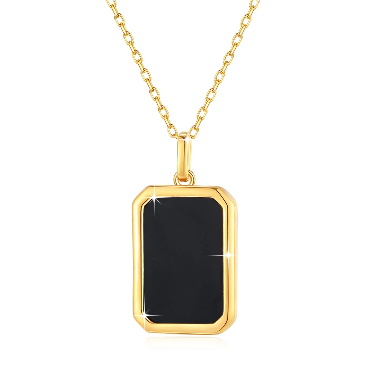 18K Gold Onyx Pendant Square Shape Pendant for Women Necklaces Au750 Jewelry with Certificate Top Quality 100% Genuine