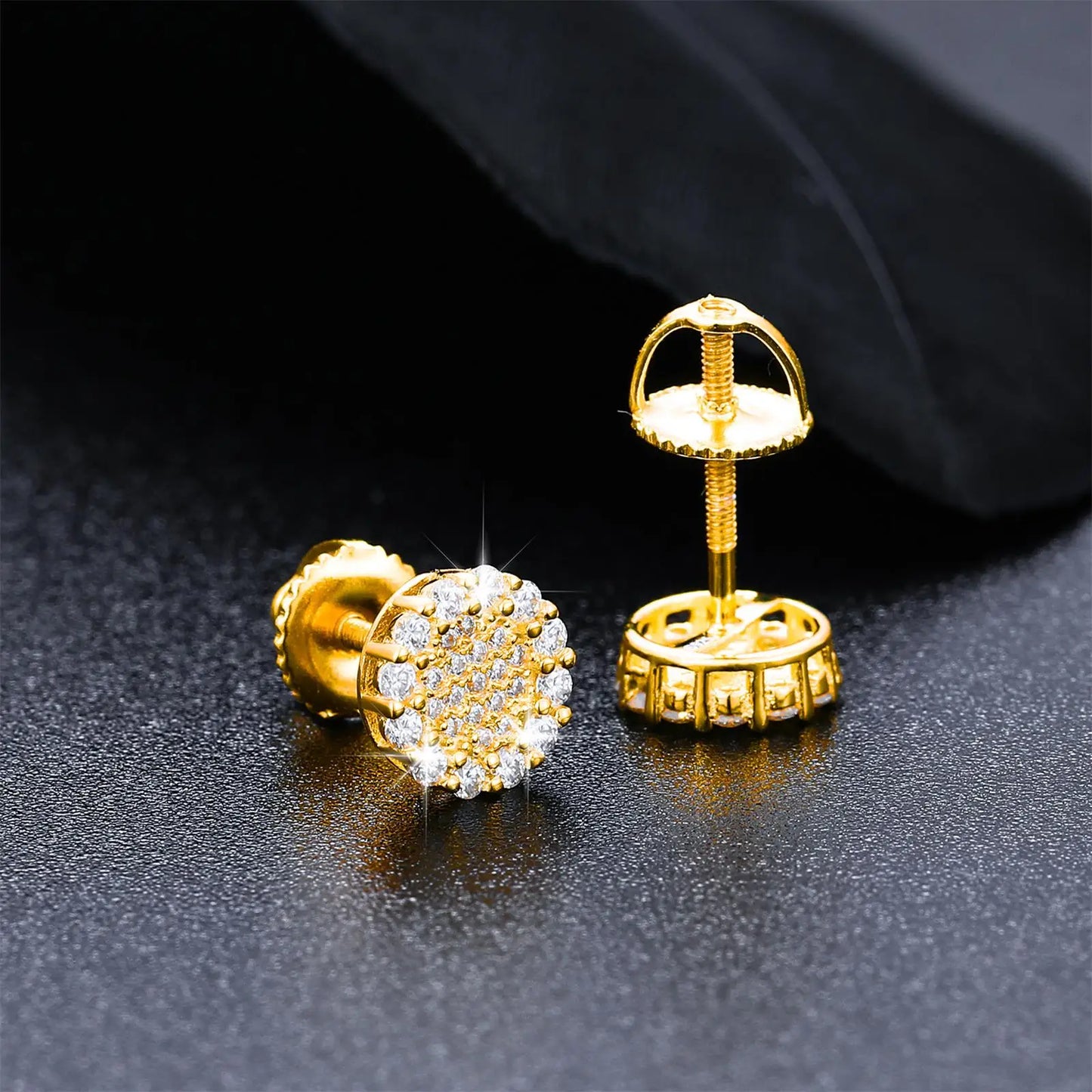 Real 925 Sterling Silver Round Cut D Color Moissanite Diamond Halo Stud Earrings For Women Hip Hop Jewelry Passed Diamond Test