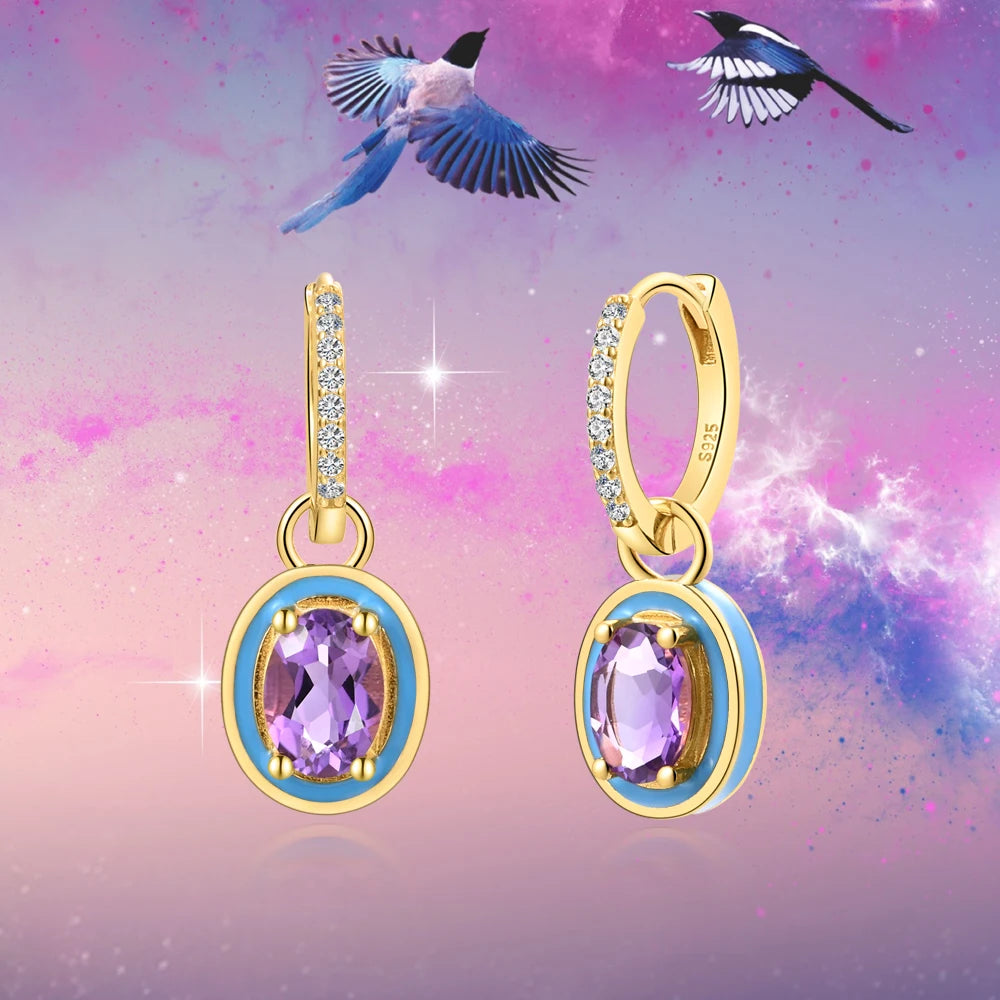 Romantic purple Amethyst earring 925 Sterling silver natural gemstone fine jewelry for women girls new year gift