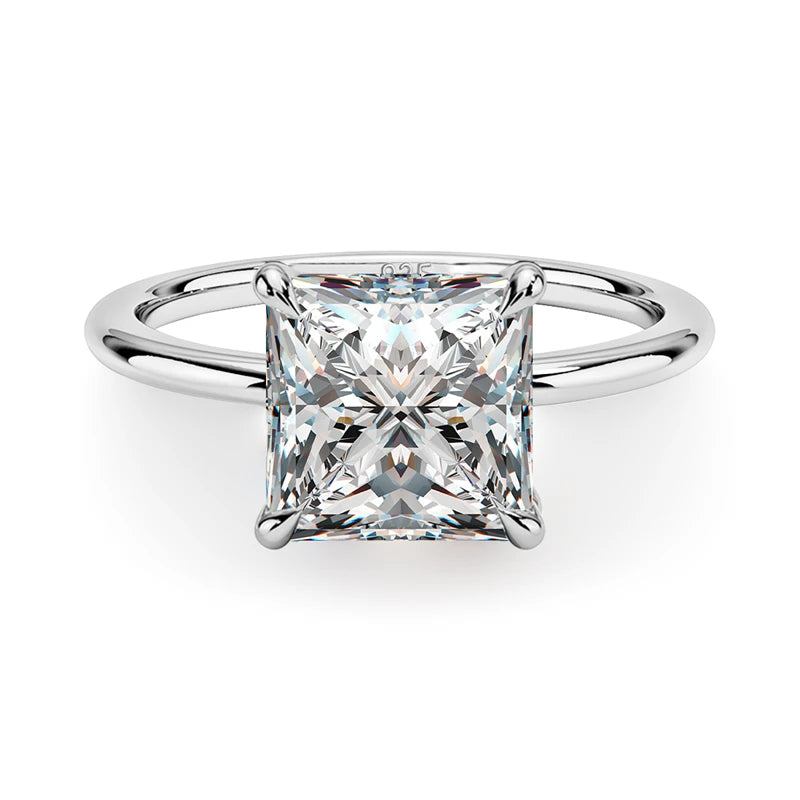 5mm Princess Cut Moissanite Ring s925 Sterling Sliver Plated with 18k Yellow Gold Eternity Band Wedding Rings For Women