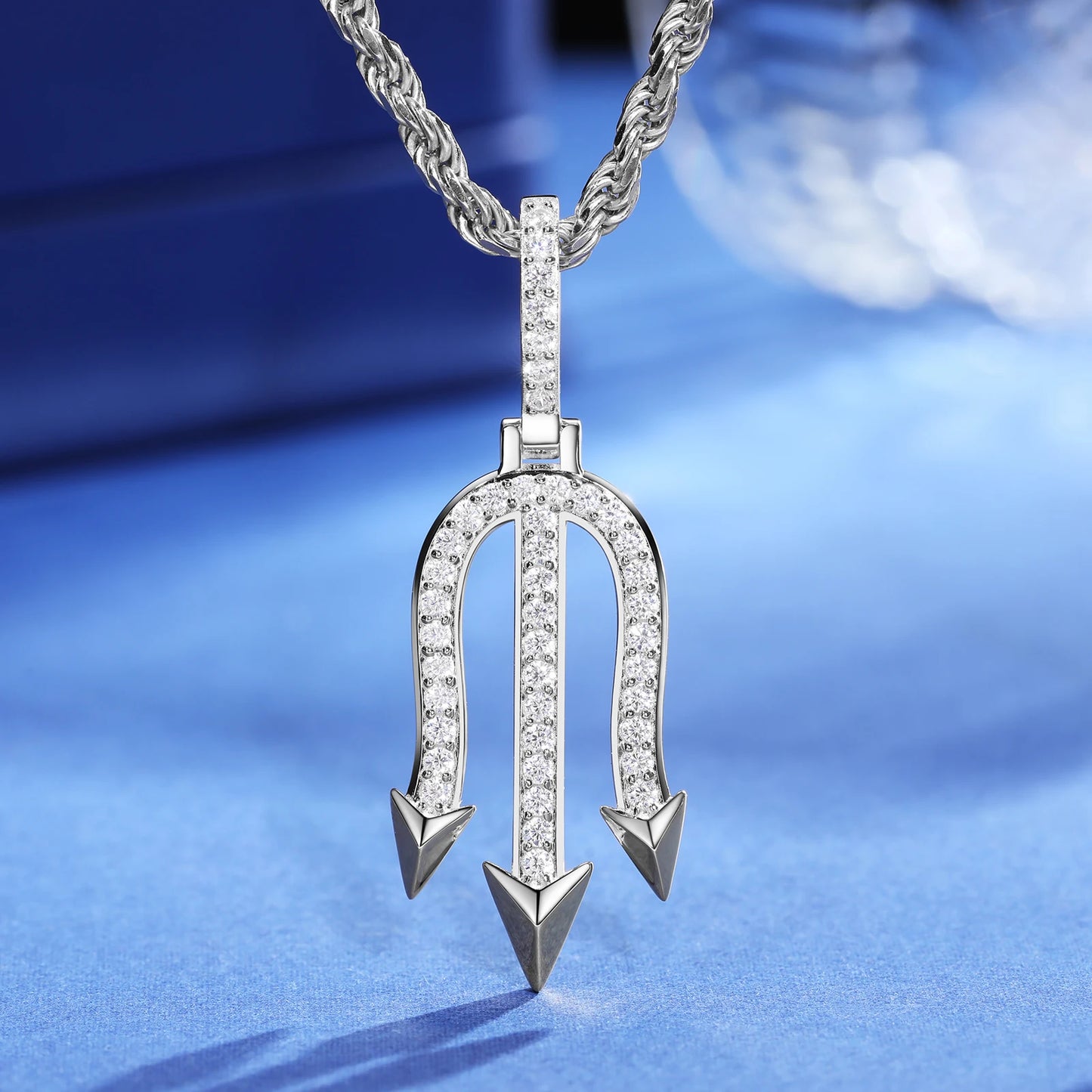 925 Sterling Silver Moissanite Three-pronged Poke Pendant Nordic Viking Poseidon Simple Style For Women Men Fine Jewelry Gifts