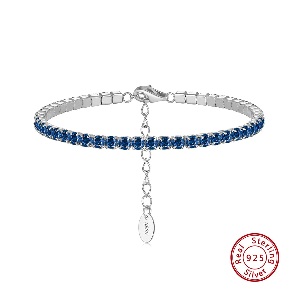 ORSA JEWELS 925 Sterling Silver Brilliant Tennis Bracelet 3.0mm Bezel Setting CZ for WomenChain Bracelet Luxury Jewelry SB192