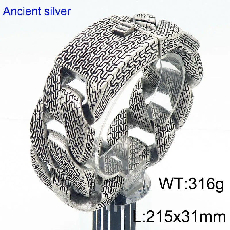 31/21MM Wide High Quality Thick Bracelet Choker Men Punk Stainless Steel Wheel Bracelet Domineering Personality Charm Jewelry