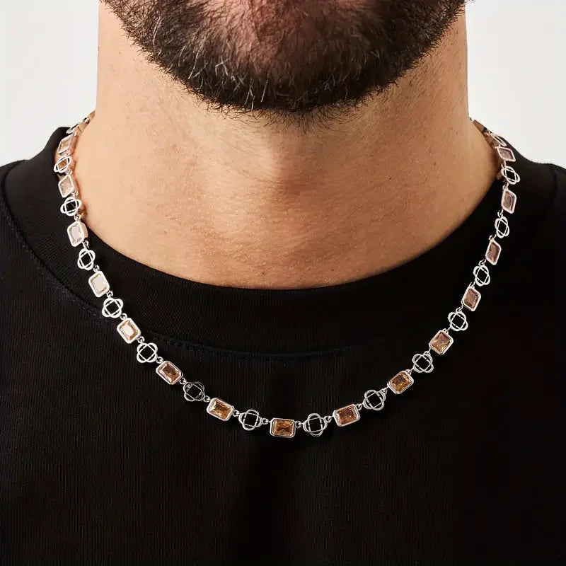 7MM Colourful Zirconia Necklace Iced Out Gemstone Chain For Men And Women Hip Hop Jewelry Ideal Choice for Father's Day Gifts