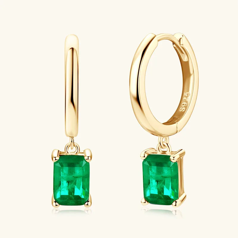 Simple Emerald Drop Earrings 925 Silver Yellow Gold Plated Water Drop Earring for Women Wedding Engagement Fine Jewelry