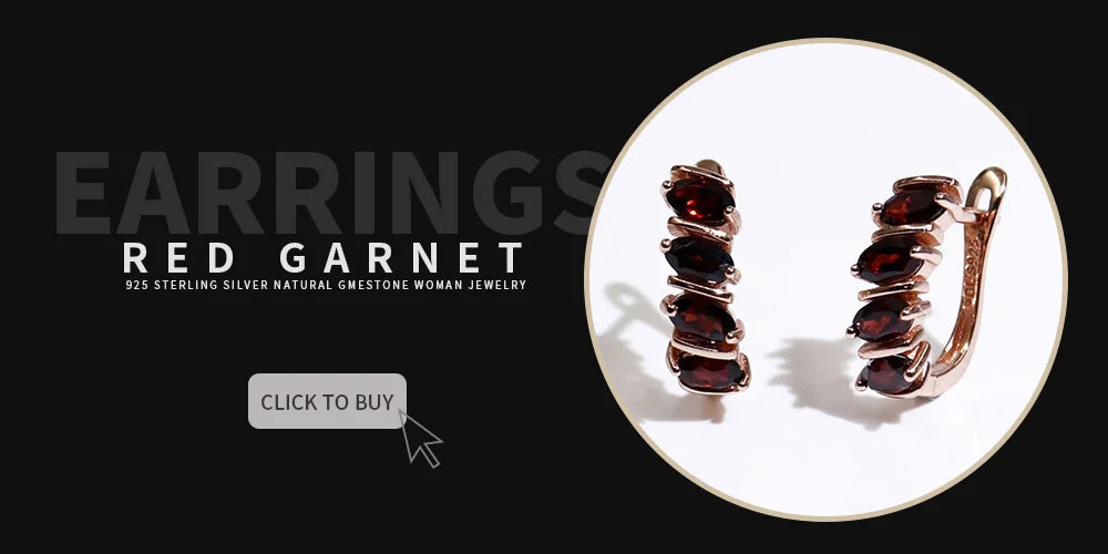 Simple design natural garnet for women Fine jewelry 925 silver gemstone ring earrings jewelry set daily wear gift