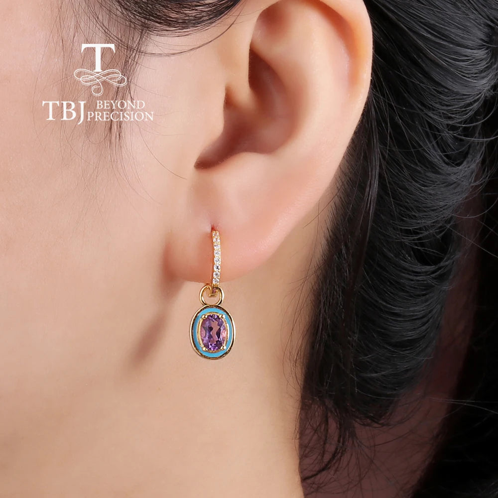 Romantic purple Amethyst earring 925 Sterling silver natural gemstone fine jewelry for women girls new year gift