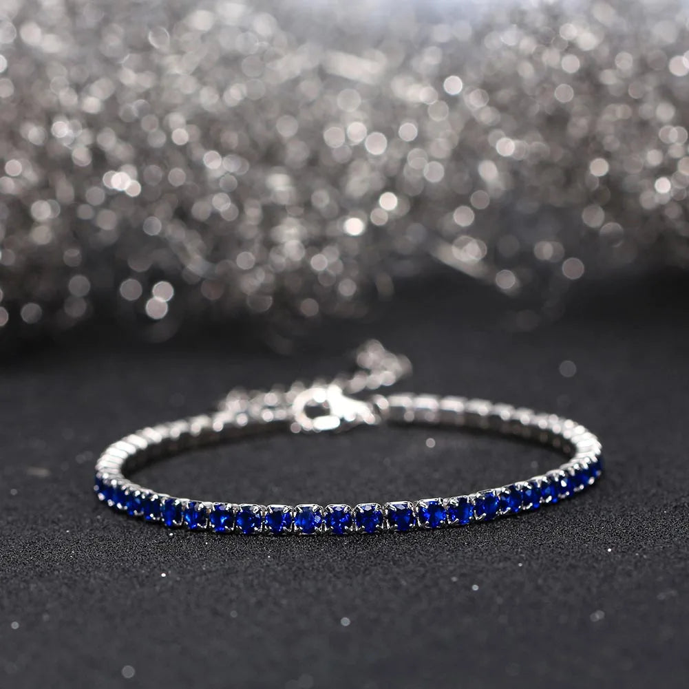 ORSA JEWELS 925 Sterling Silver Brilliant Tennis Bracelet 3.0mm Bezel Setting CZ for WomenChain Bracelet Luxury Jewelry SB192