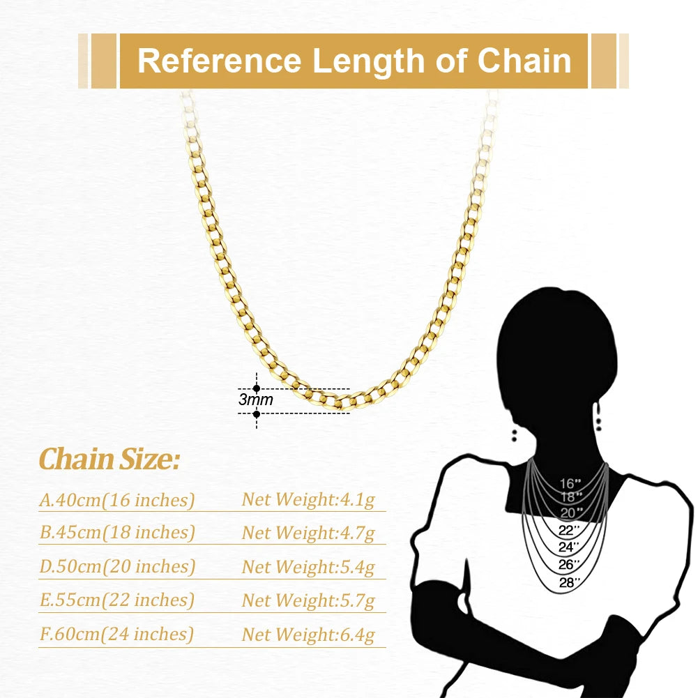 ORSA JEWELS 925 Sterling Silver Italian 3mm/5mm Cuban Link Curb Chain Necklace for Women Men Fashion Party Necklace Jewelry SC60