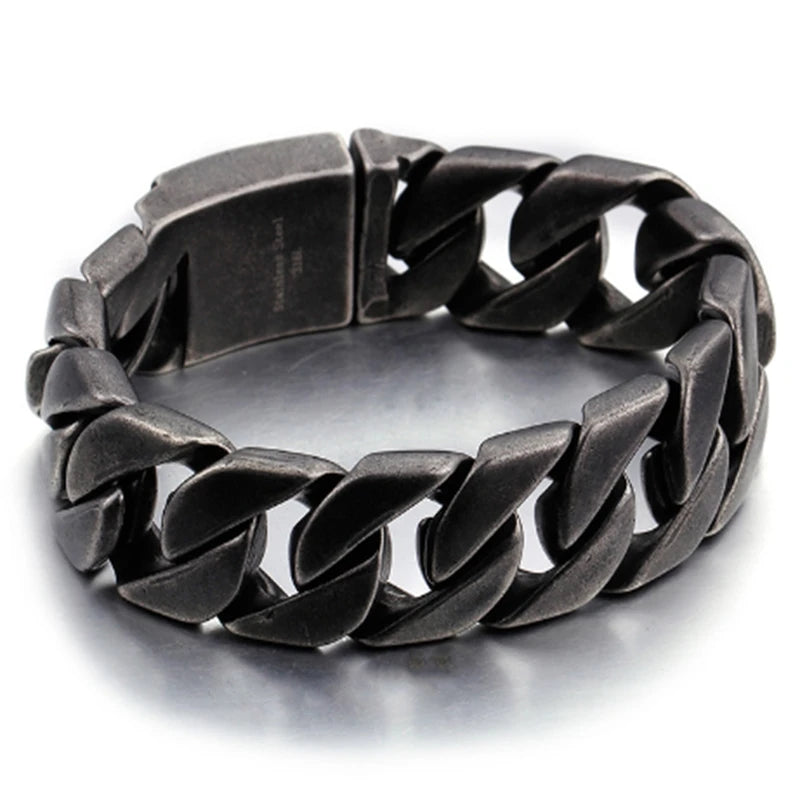 20MM Cuban chain Thick Bracelet for Men Punk Stainless Steel Black/Gold Color Heavy Bracelet Personalized Party Gift Jewelry