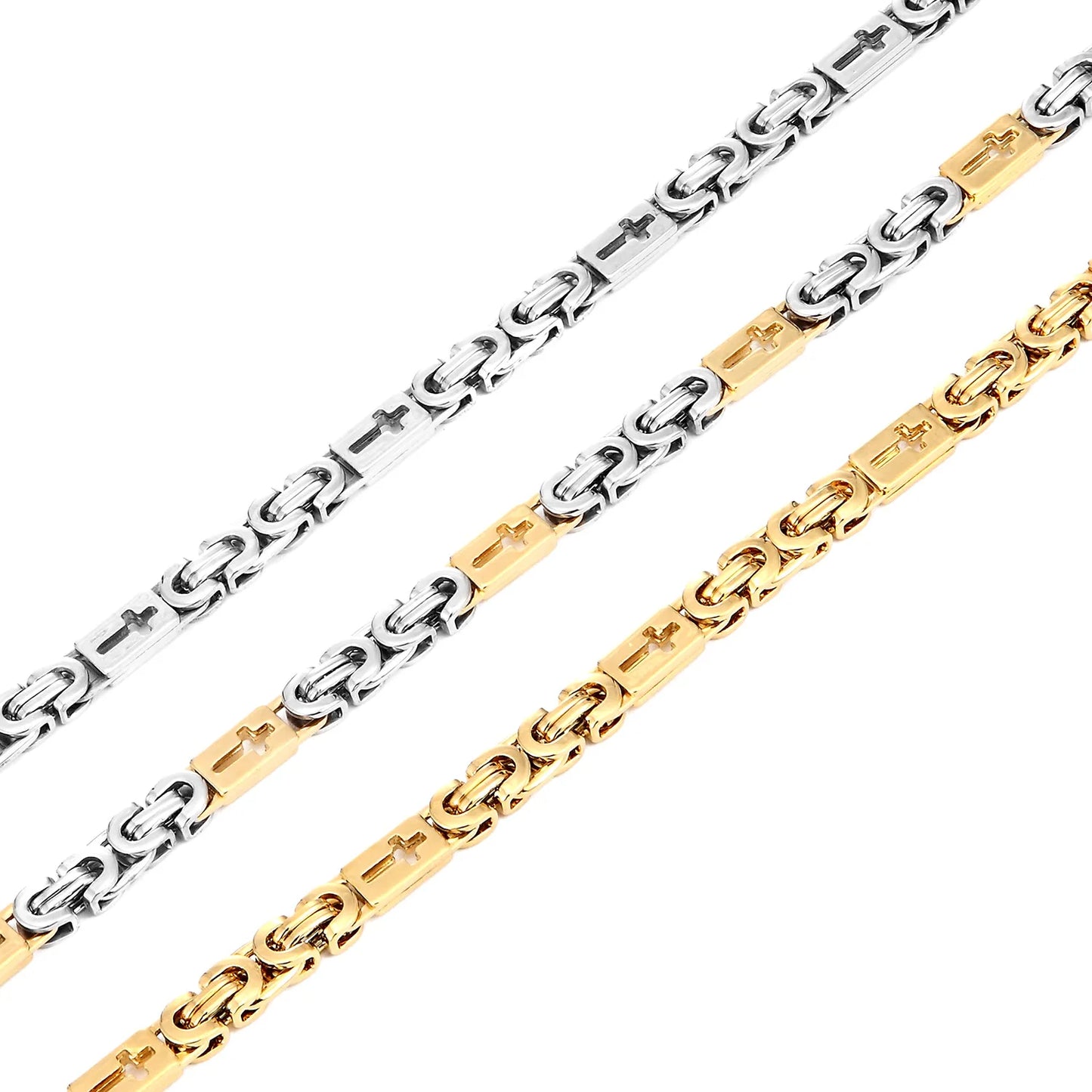 6mm Heavy 18K Gold Color Stainless Steel Byzantine Chain Necklace Men Women Punk Rock Hiphop Black Biker Bike Choker Jewelry