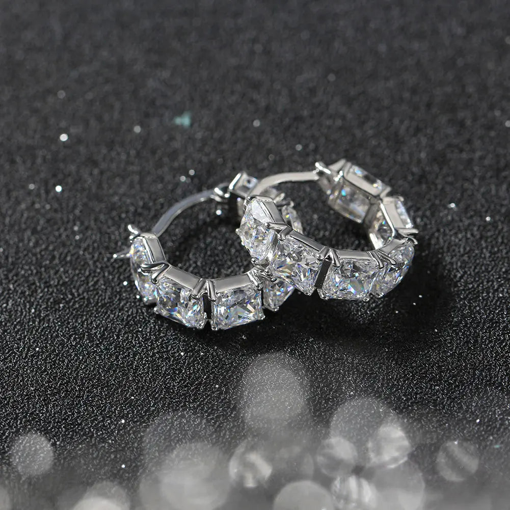 ORSA JEWELS Brilliant 925 Sterling Silver Round 8A Premium Zircon Hoop Earrings for Women Dainty Earrings Jewelry Gifts LZE15