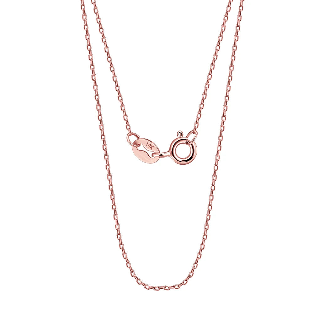 ORSA JEWELS Real 10K Solid Yellow/White/Rose Gold 0.7mm Diamond Cut Cable Chain Necklace for Women AU417 Neck Chain Jewelry FC01