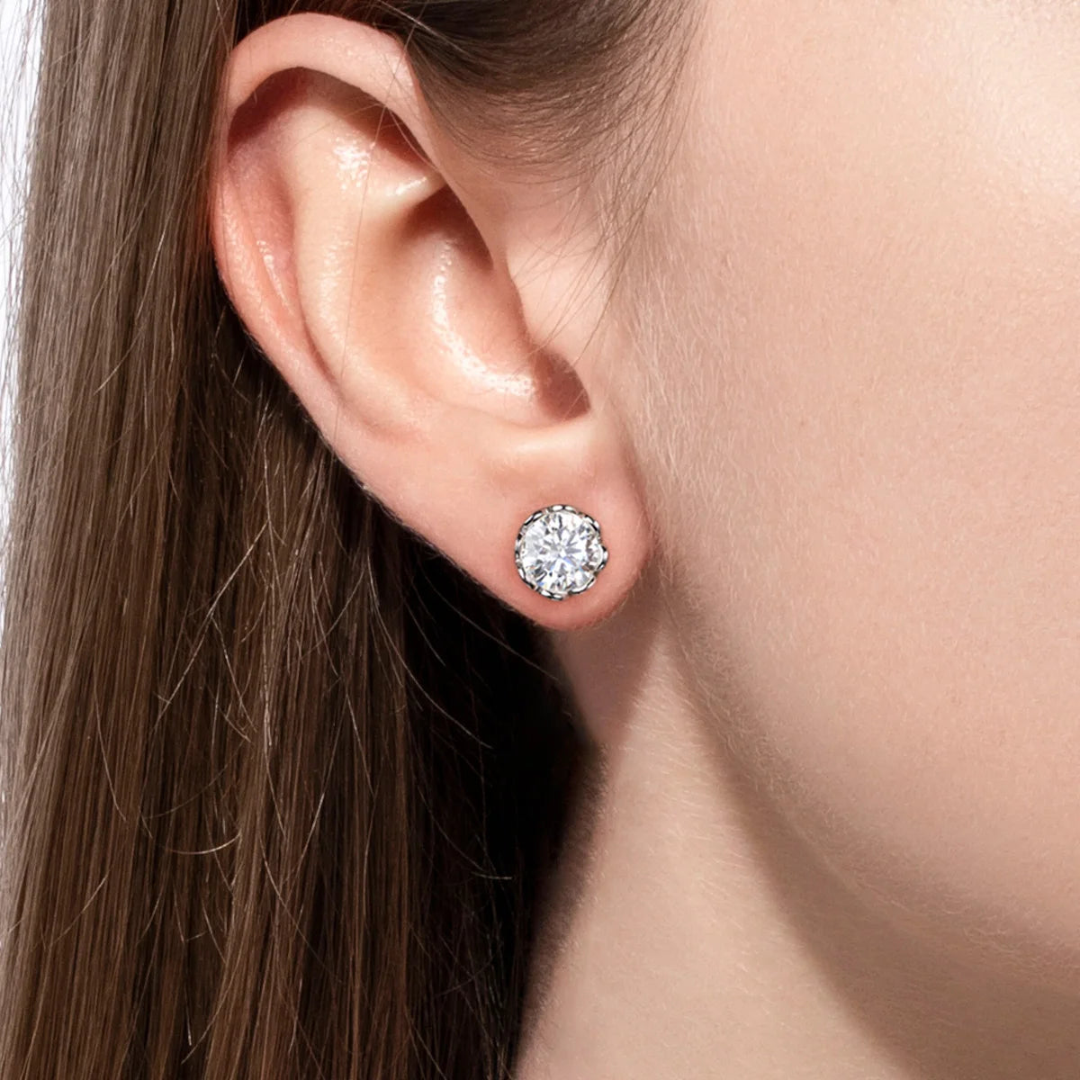 AnuJewel 2cttw-6cttw Moissanites Diamond Earrings 925 Sterling Silver D Color VVS1 Moissanite Classic Stud Earrings For Woman