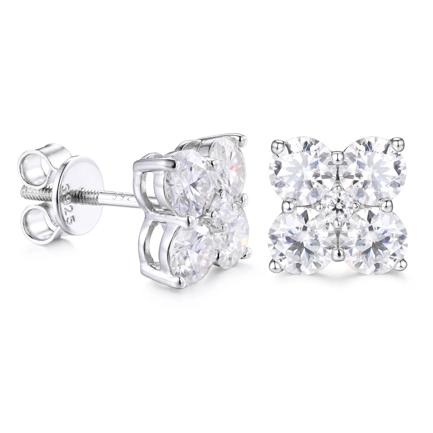 2.48ctw Moissanite Stud Earrings for Women Men Screw Back Lab Grown Diamond Ear Studs 925 Sterling Silver Fine Jewelry Gifts