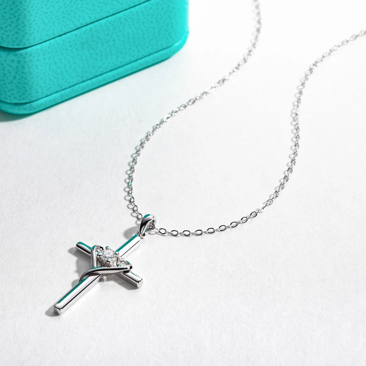AnuJewel 3MM D Color Moissanite Diamond Cross Pendant Heart Necklace 925 Sterling Silver 18K Gold Plated Customs Jewelry Gifts