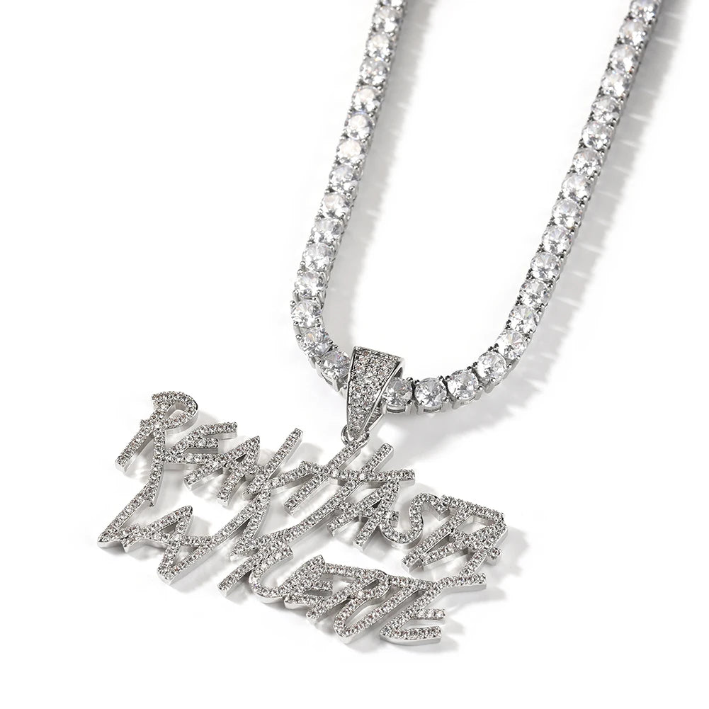 Uwin Rapper Anuel AA Real Hasta La Muerte Pendant CZ Necklaces For Women Man Hip Hop Jewelry