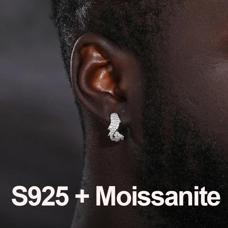 1pcs S925 Moissanite Thorns Circle Clip Earrings For Men No Pierced Iced Out Hip Hop Jewelry Male Rock Party Gift 2024 Trending