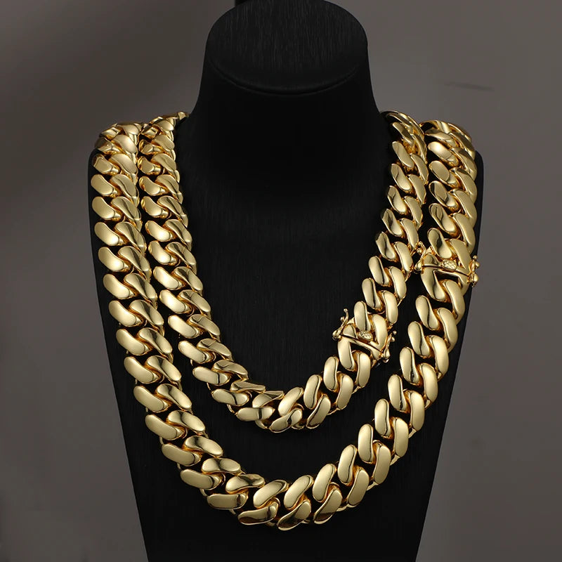 20mm Heavy Solid 18K Gold Plated Miami Cuban Link Chains Hip Hop Jewelry Choker Necklaces for Men Wholesale Price