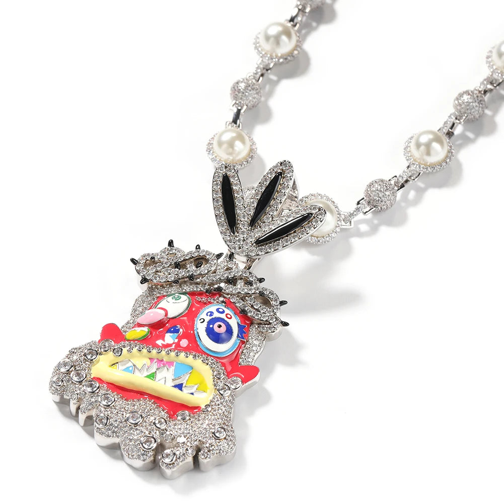 Uwin Melted Utopia Dream Pendant Colorful Enamel Dripping Oil Cartoon Necklaces For Man Hip Hop Jewelry