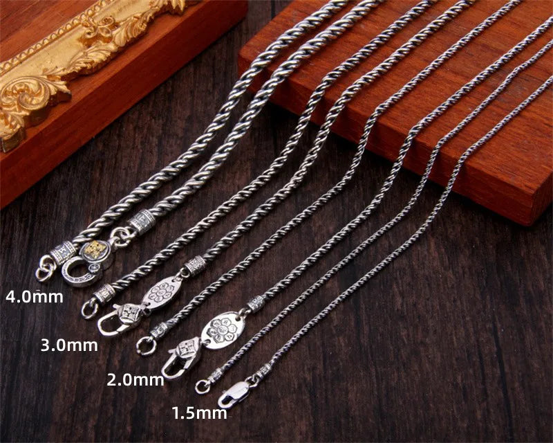 BOCAI S925 Sterling Silver Necklace for Men Women New Vajra Pestle Six Syllable Mantra Weaven-Chain Pure Argentum Jewelry