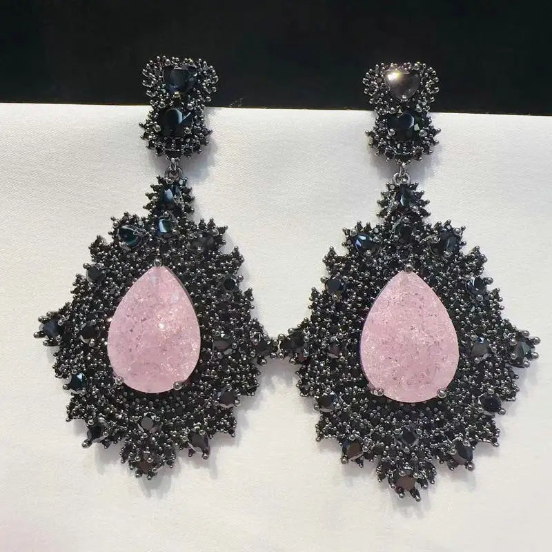 Bilincolor Fashion Elegant Pink and Blue Earring for Women